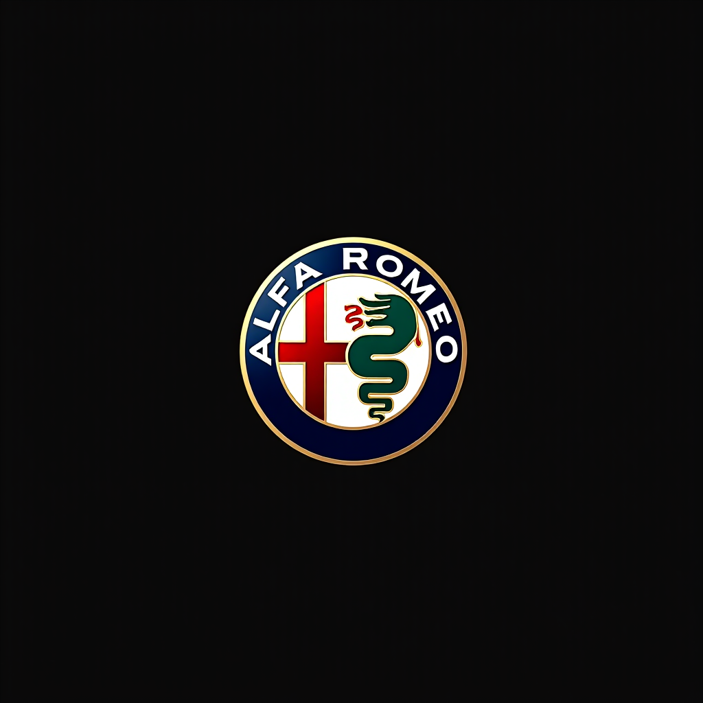 Alfa Romeo logo on black background