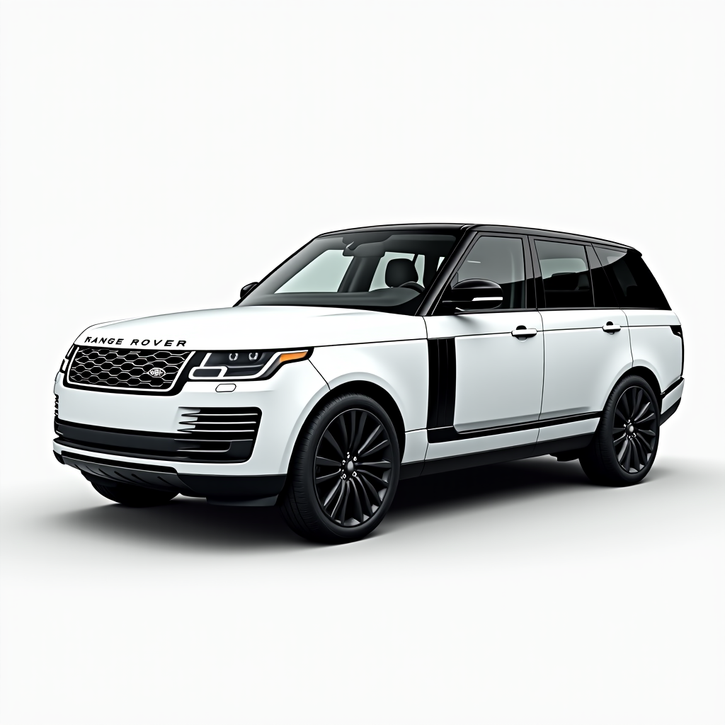 White Range Rover SUV on white background.