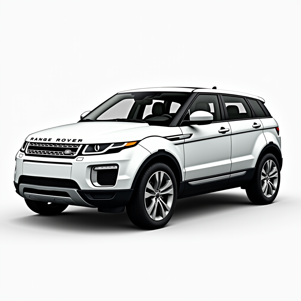 White Range Rover SUV on white background