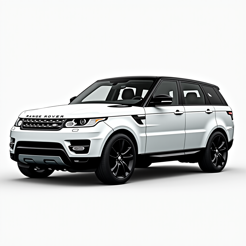White Range Rover SUV on white background.