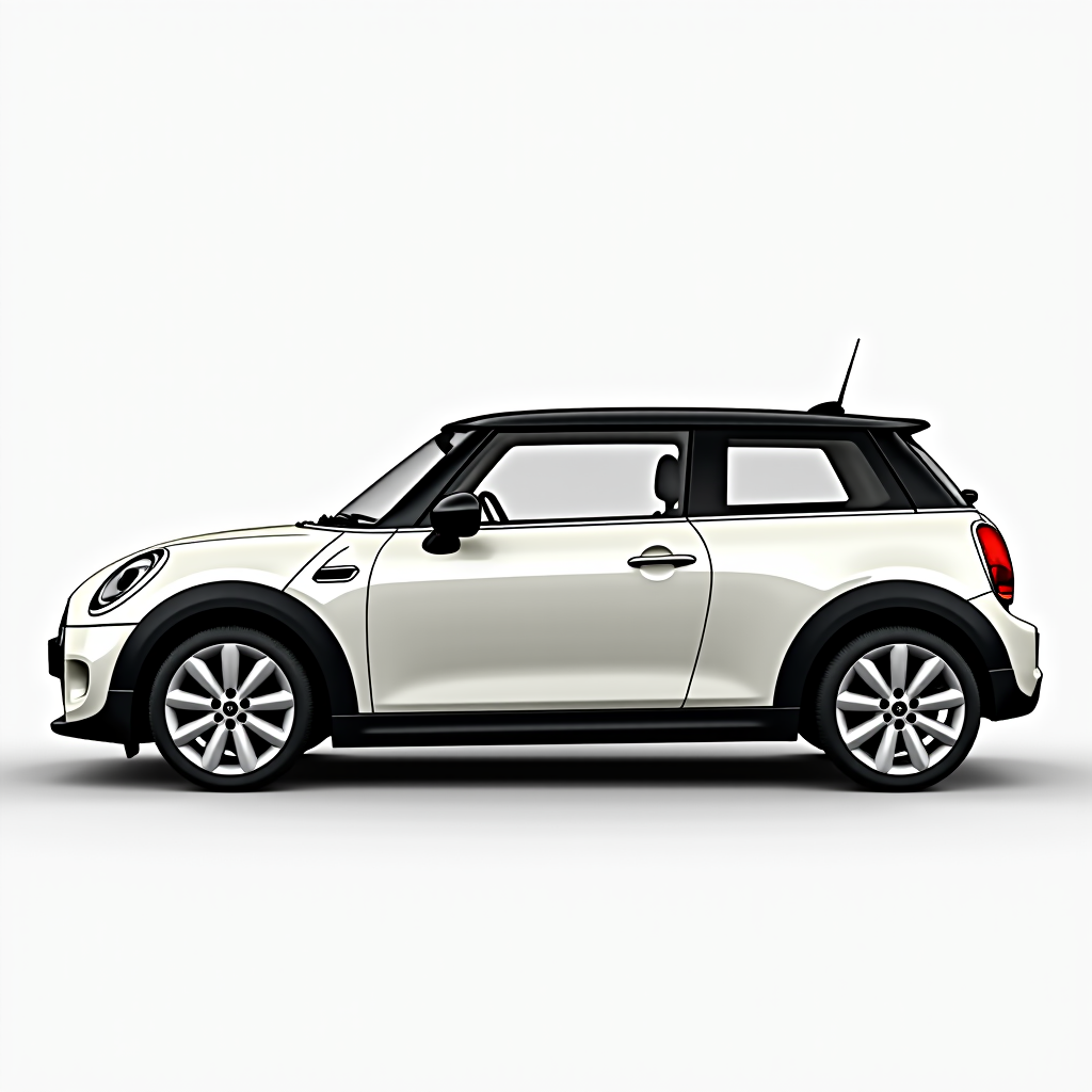 White compact car side view