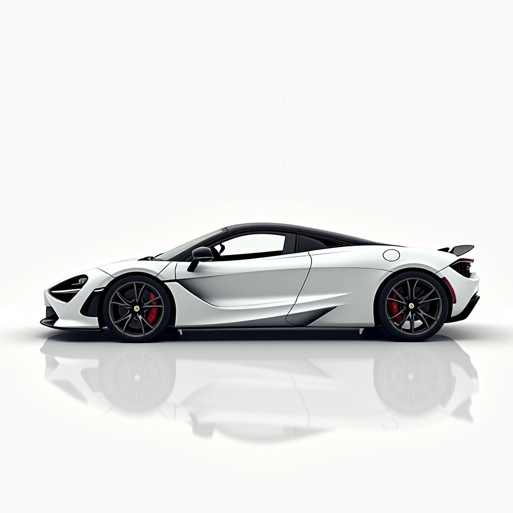 Side view of sleek white sports car