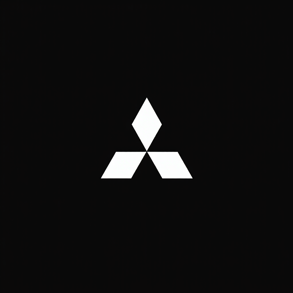 Mitsubishi Motors logo on black background.