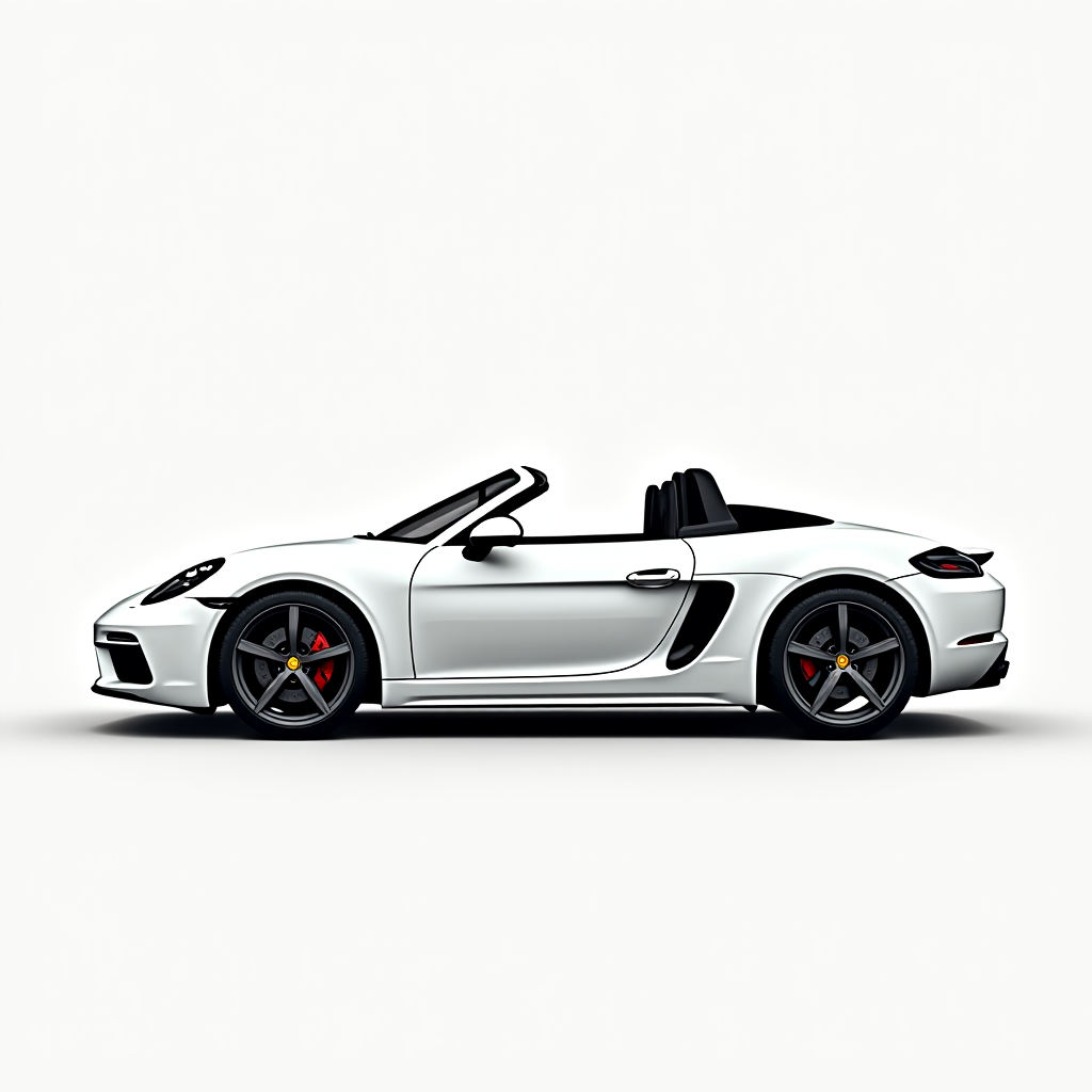 White sports convertible car side view