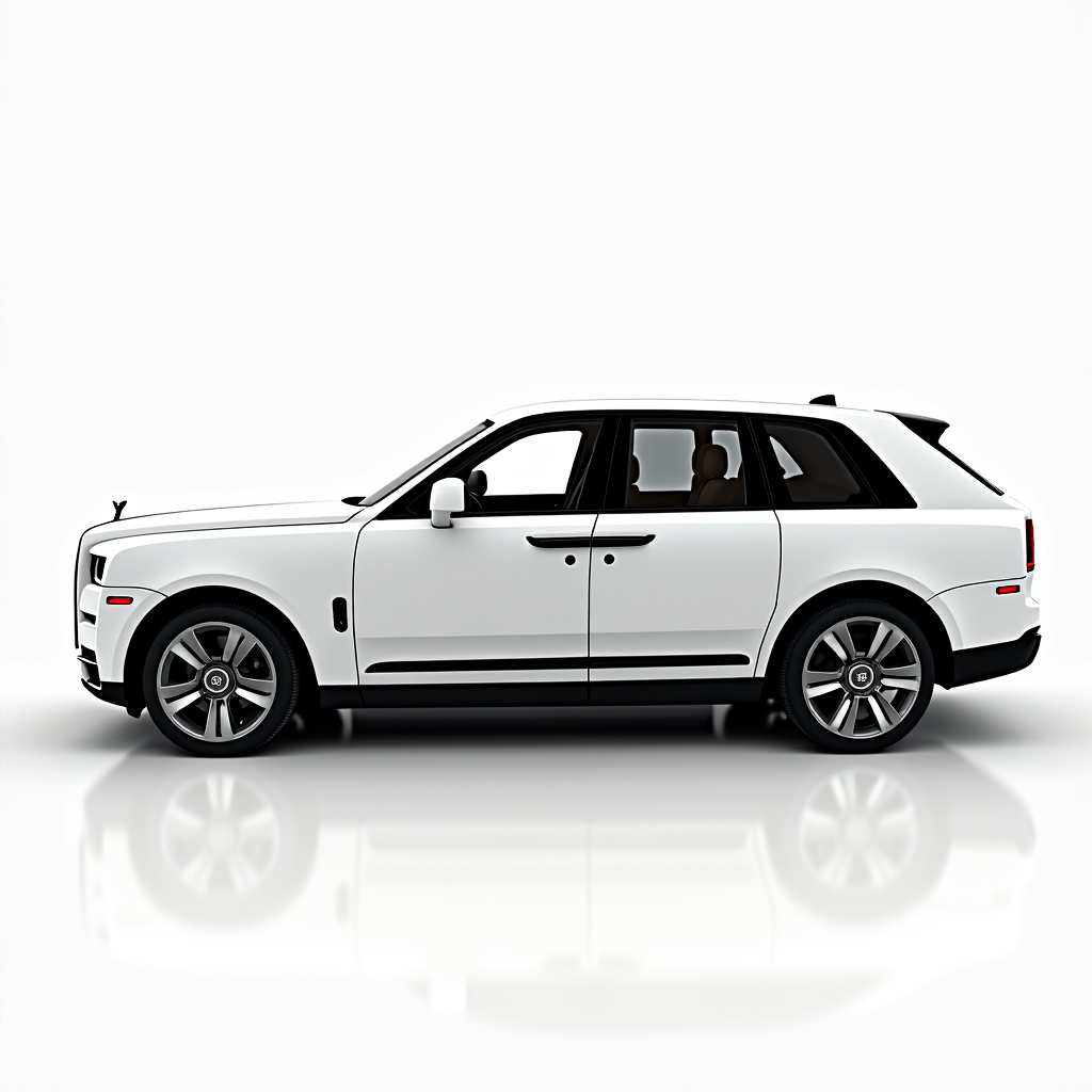 White luxury SUV side profile on white background.