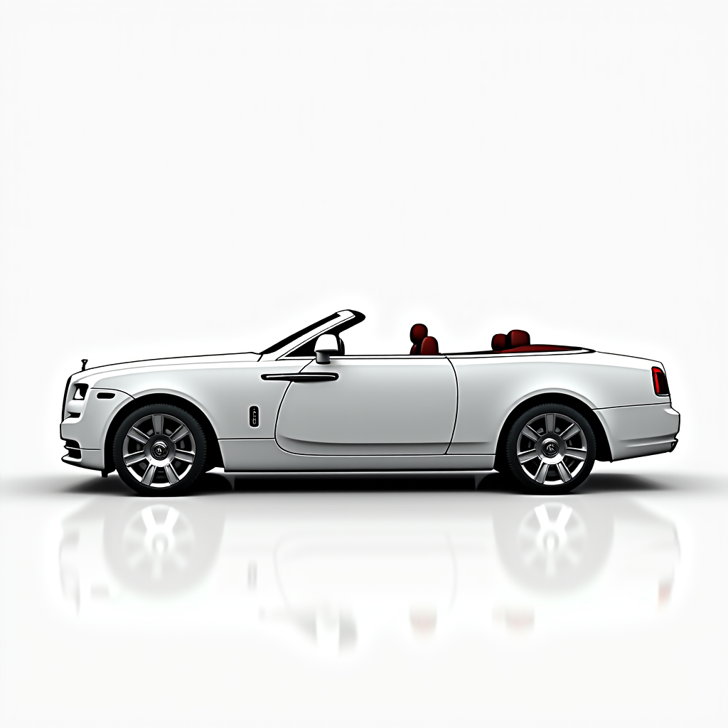 Luxurious white convertible with open roof