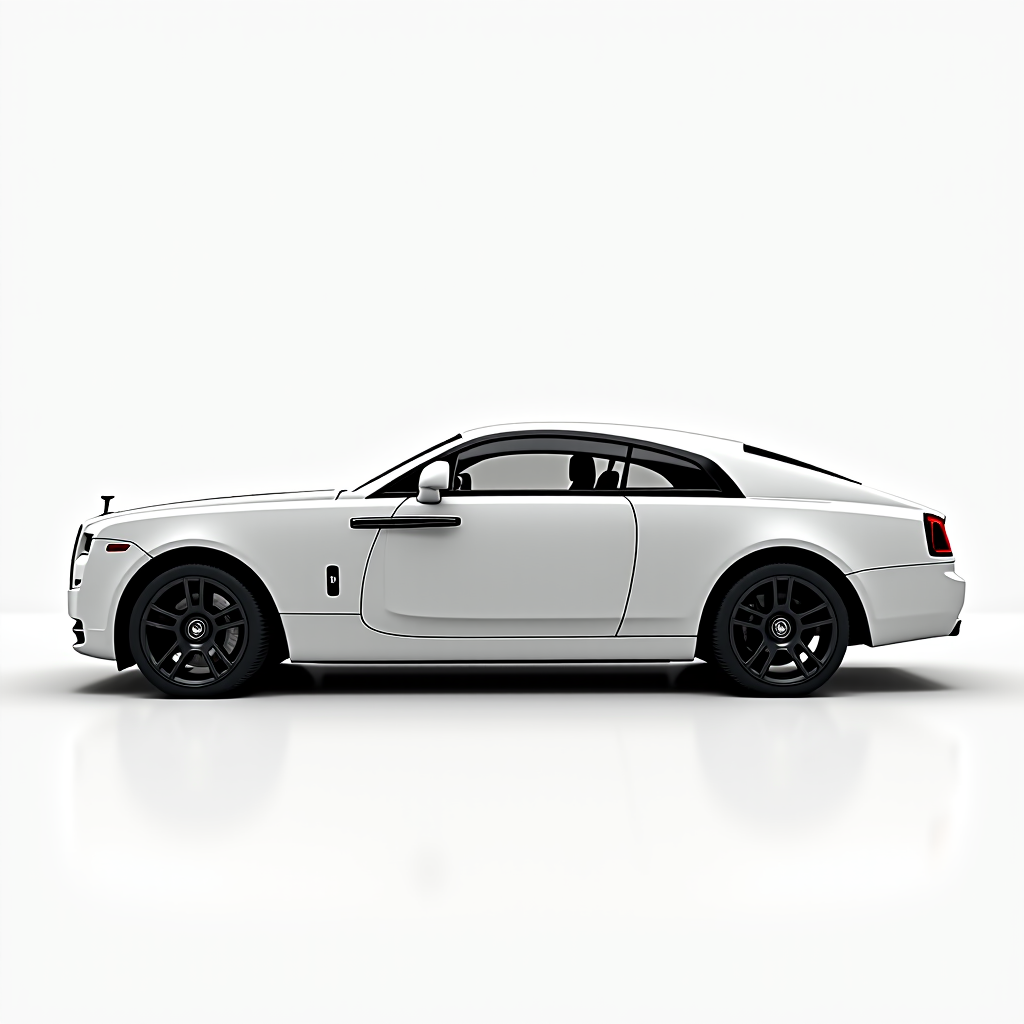 Luxury white coupe car, side view