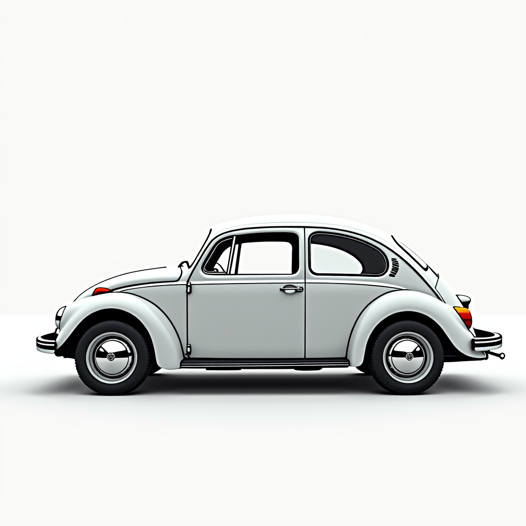 Vintage white Volkswagen Beetle side view