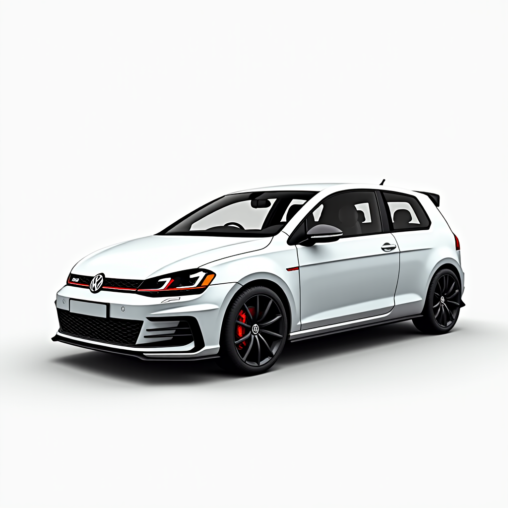 White Volkswagen GTI hatchback sports car