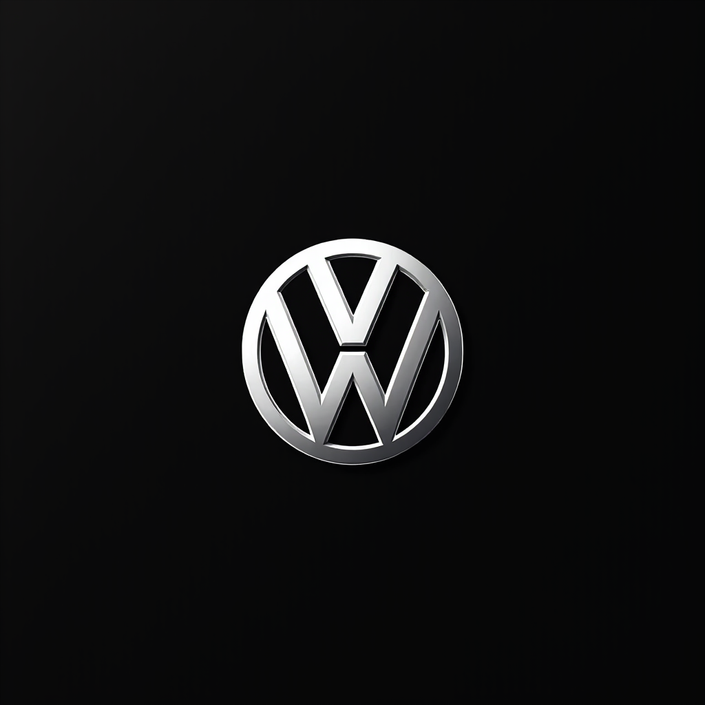 Volkswagen silver logo on black background