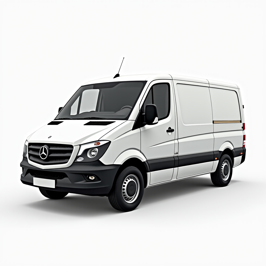 White delivery van isolated on white background.