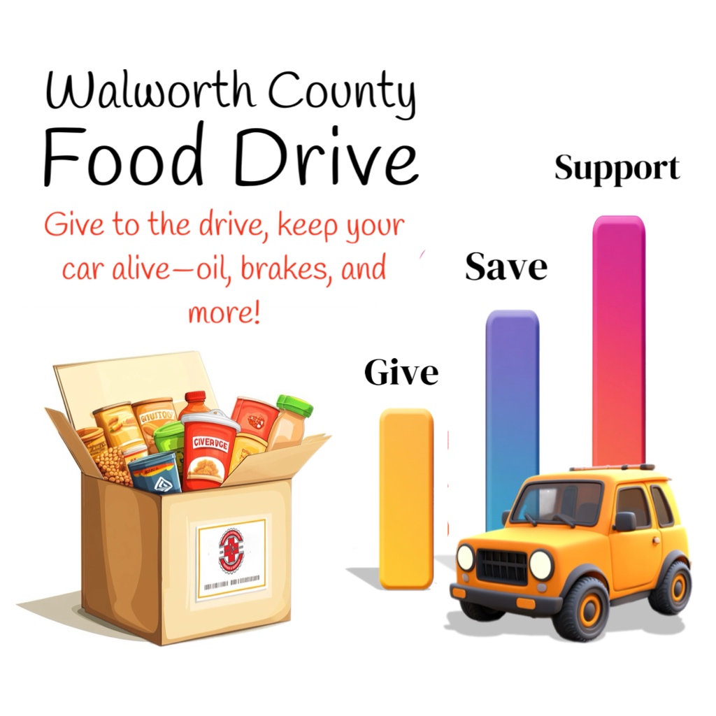 Walworth County Food Drive, donate food and supplies.
