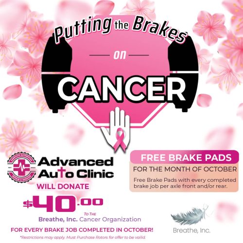 Brake pads donation for cancer awareness campaign.